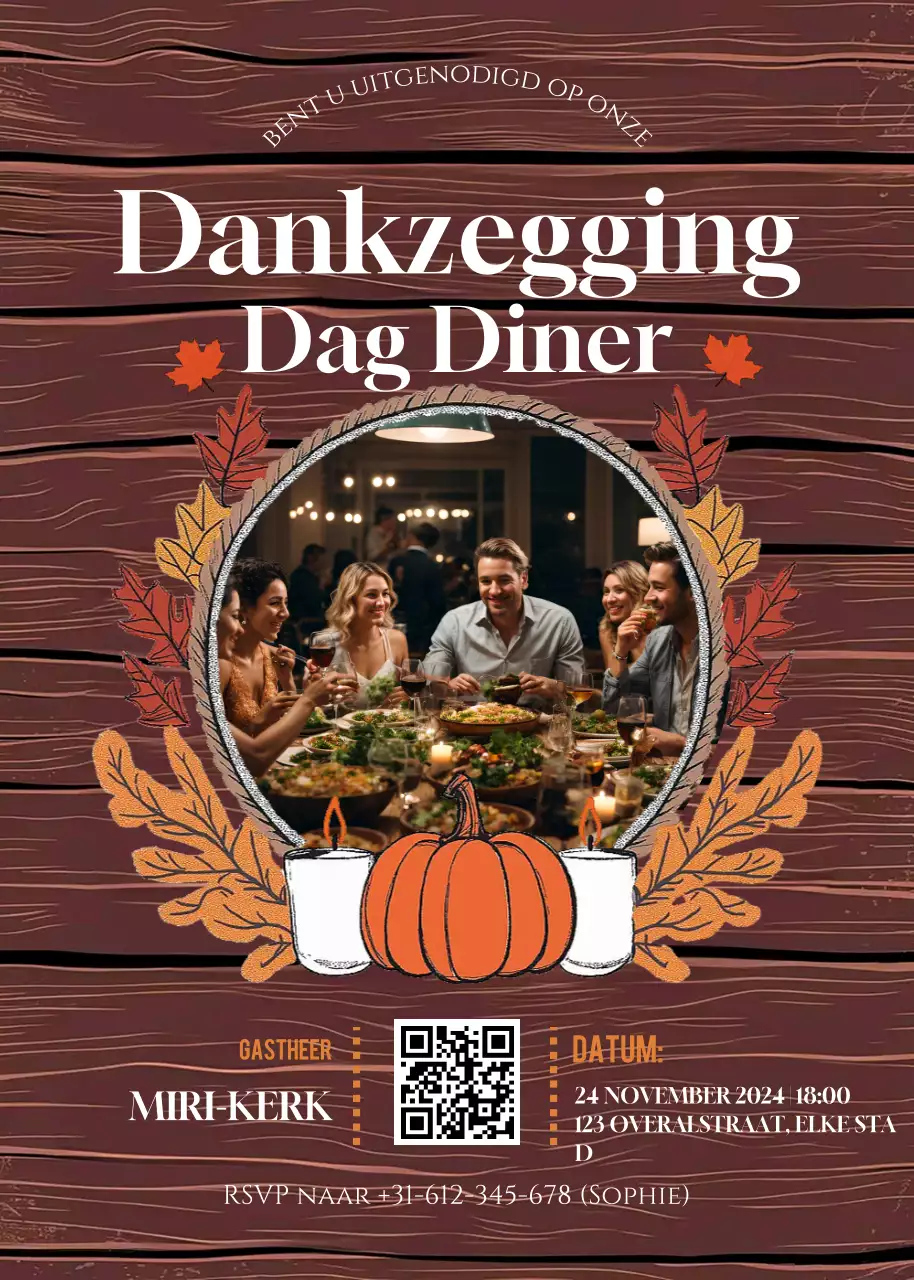 bruine rustieke uitnodiging voor Thanksgiving