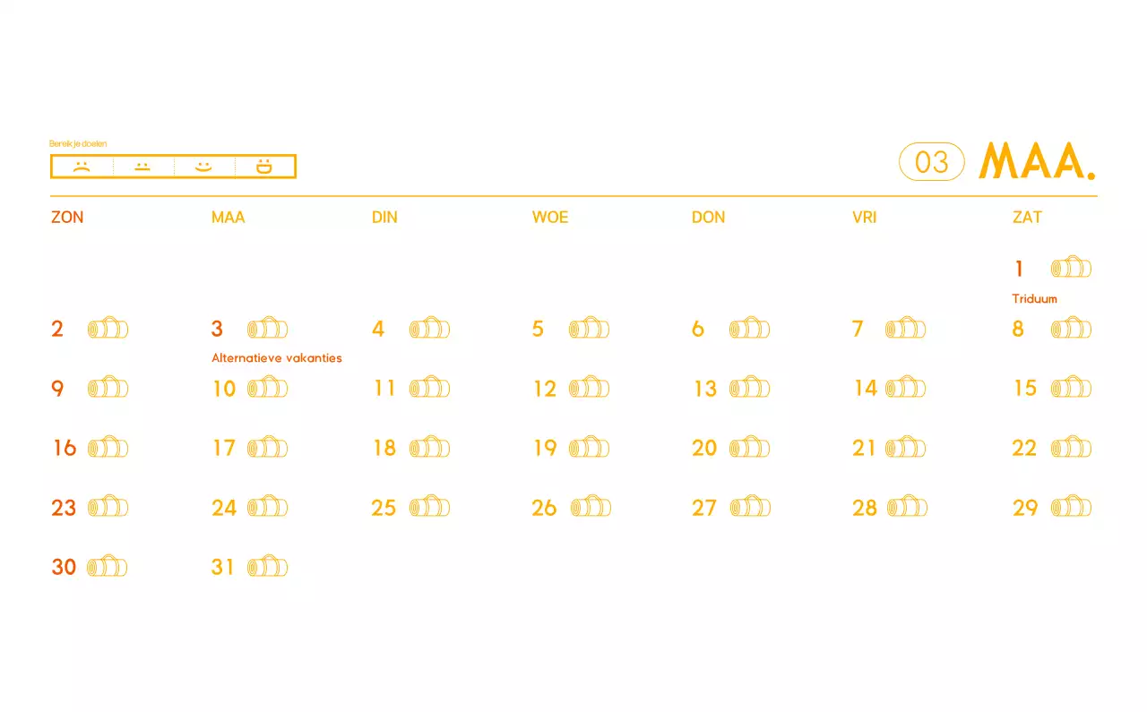 Oranje Minimalistische Yoga Promotiekalender