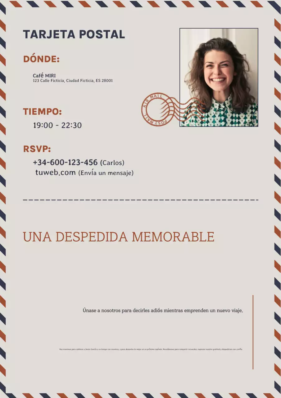 Invitación de despedida clásica beige