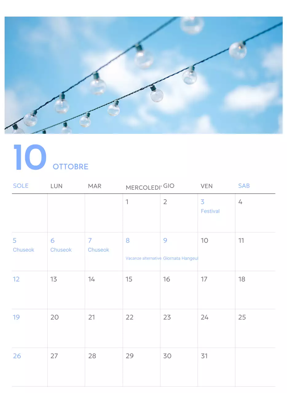 Calendario con foto tracciatore di obiettivi con un tocco di blu