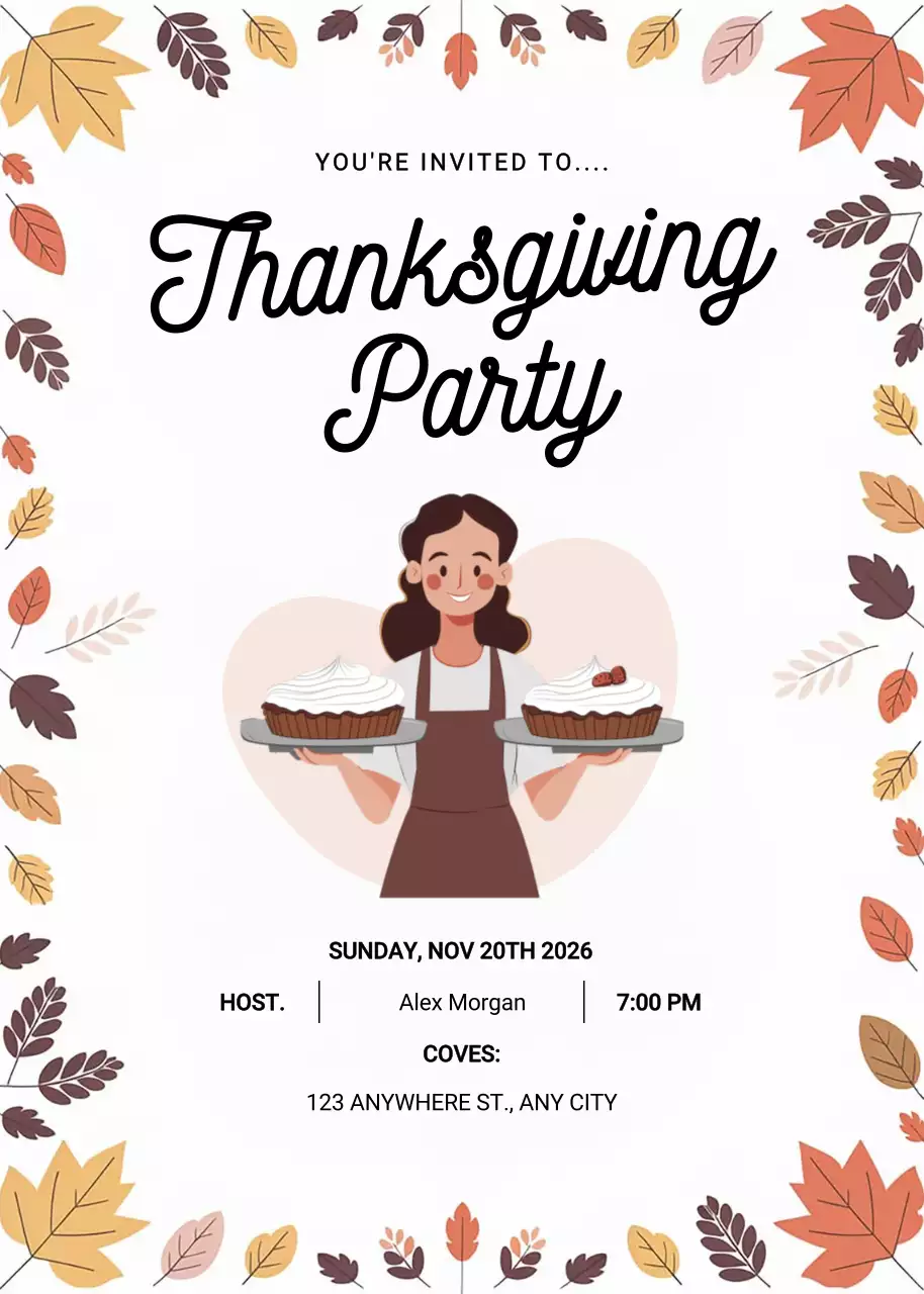 Beige Traditional Thanksgiving Invitation Poster