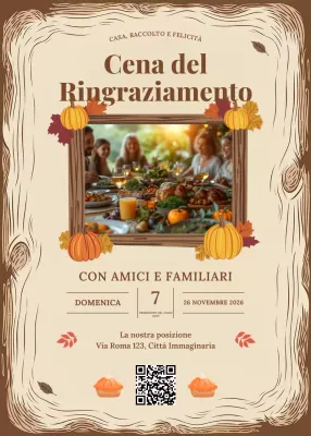 Invito alla cena del Ringraziamento rustico marrone