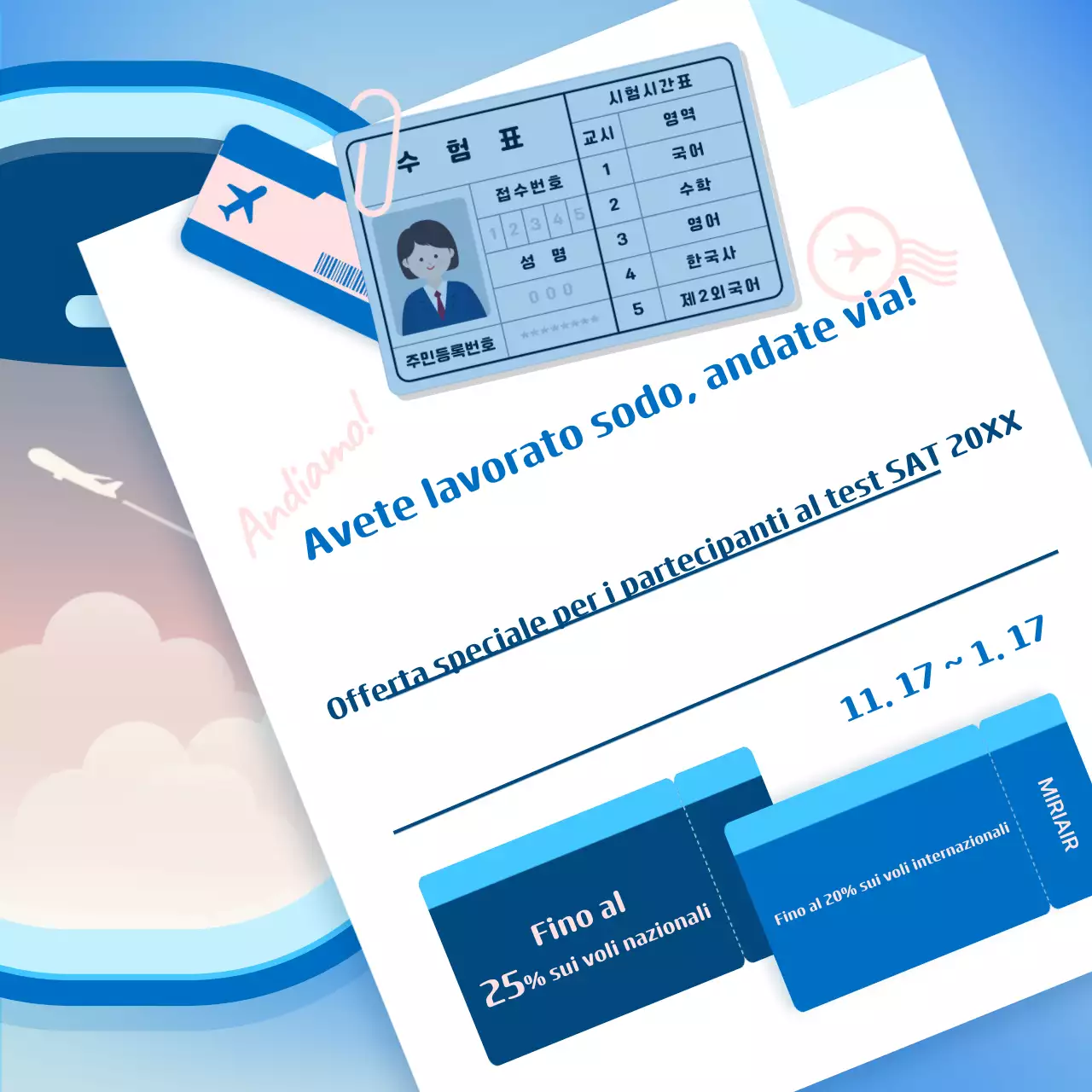 Promozione viaggi blu semplice