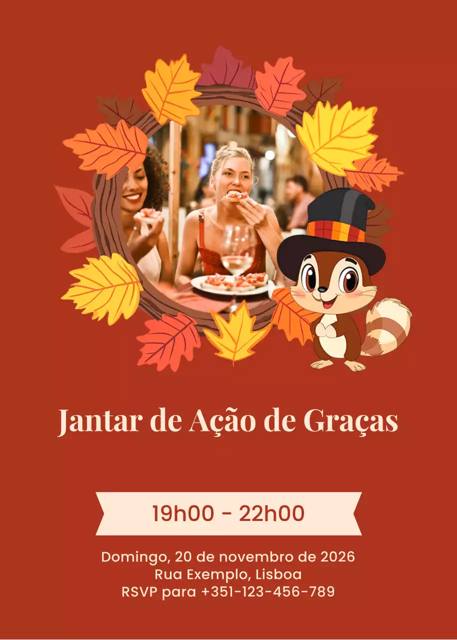 convite de ação de graças tradicional vermelho