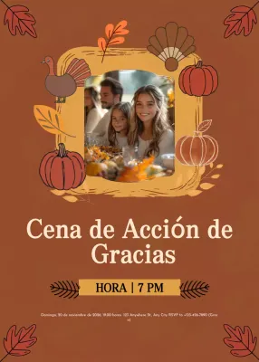 Invitación tradicional marrón de Acción de Gracias