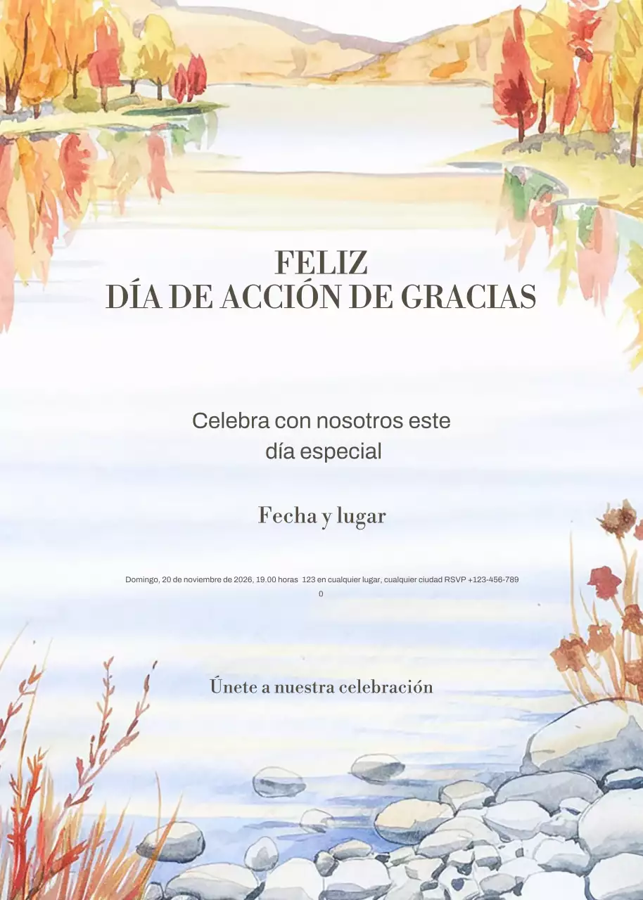 invitación rústica naranja para Acción de Gracias