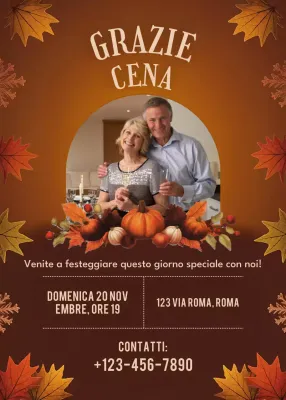 Invito rustico marrone per la cena del Ringraziamento