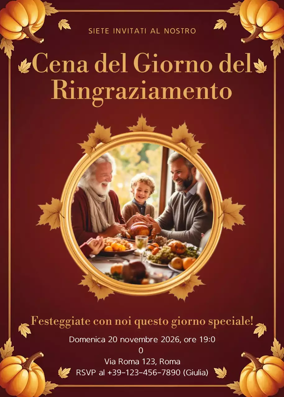 invito tradizionale rosso per il Ringraziamento