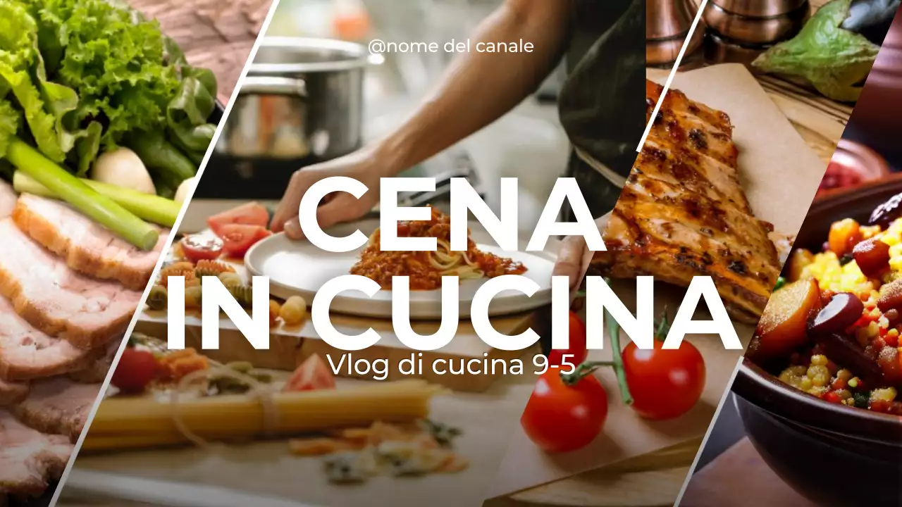 arancio beige verde cucina cena vlog stile moderno