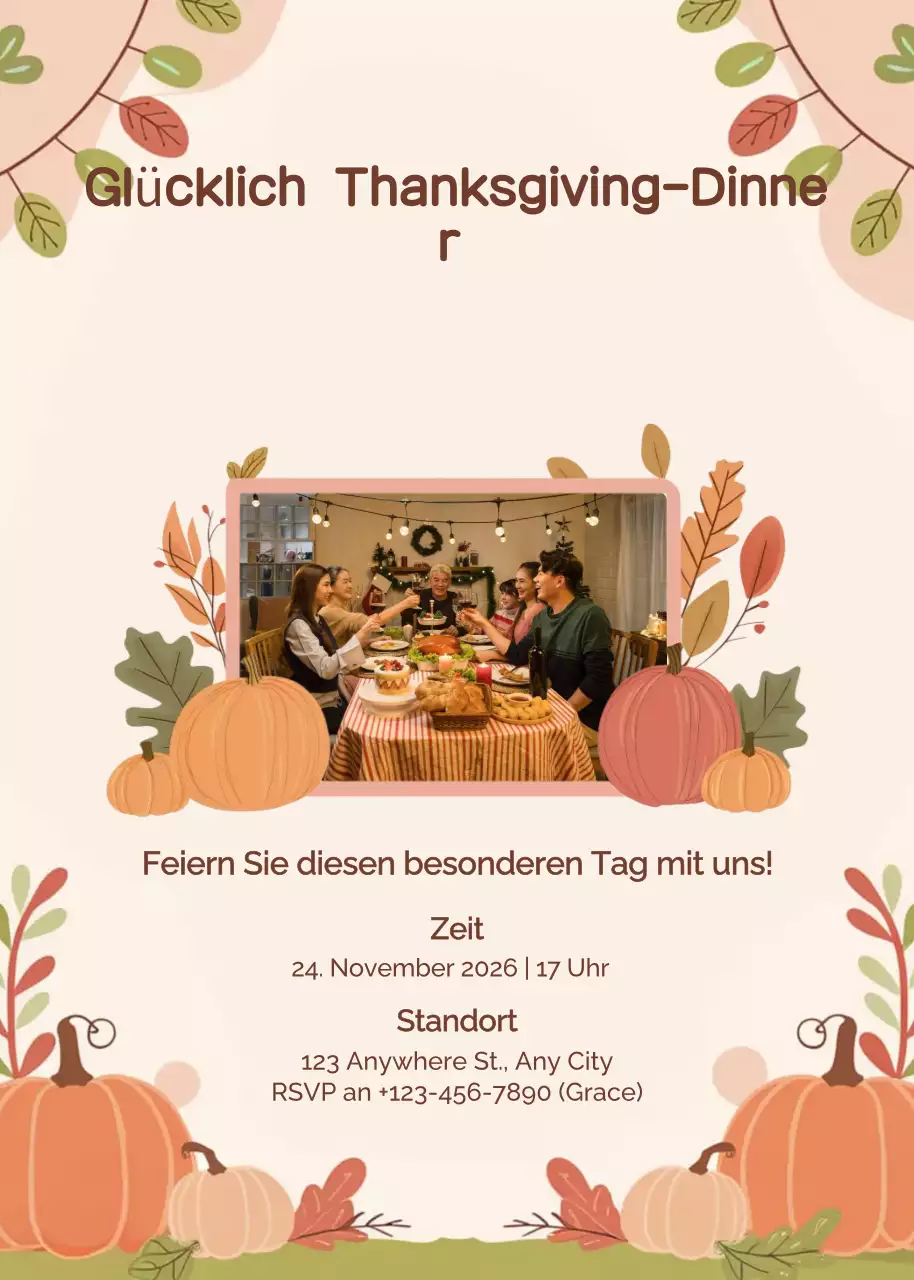 beige traditionelle Thanksgiving-Einladung