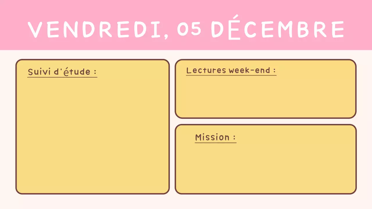 Agenda jaune simple pour l'école