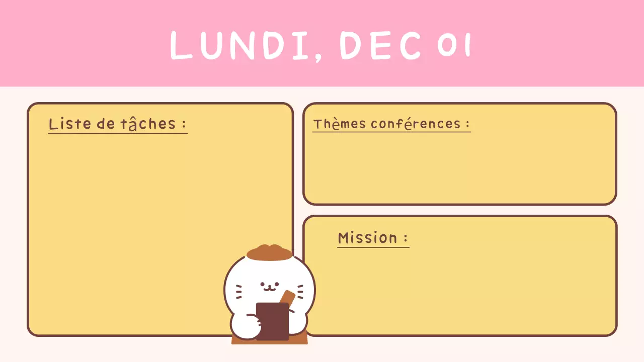 Agenda jaune simple pour l'école