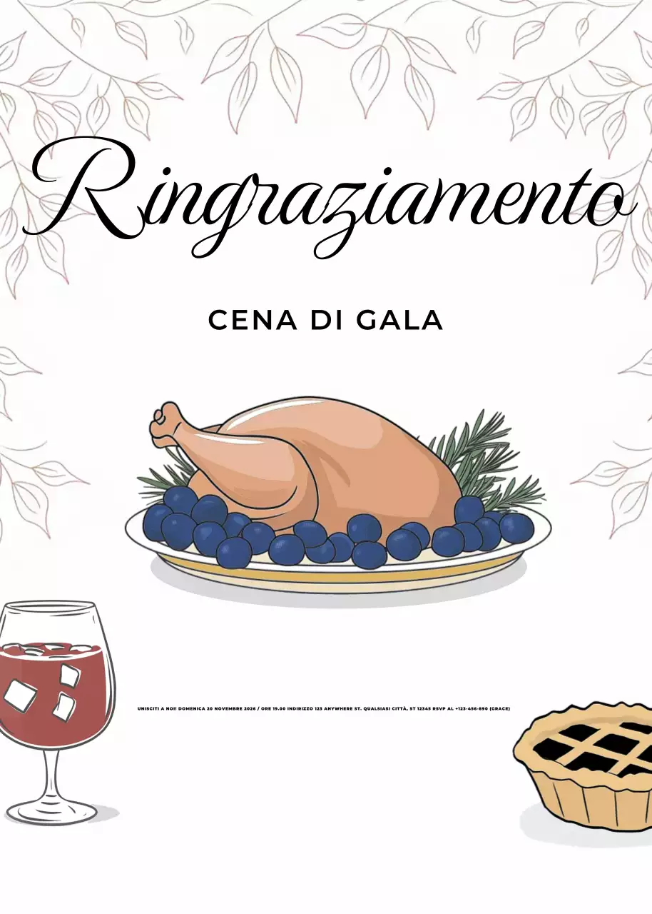 Invito al Ringraziamento elegante bianco beige