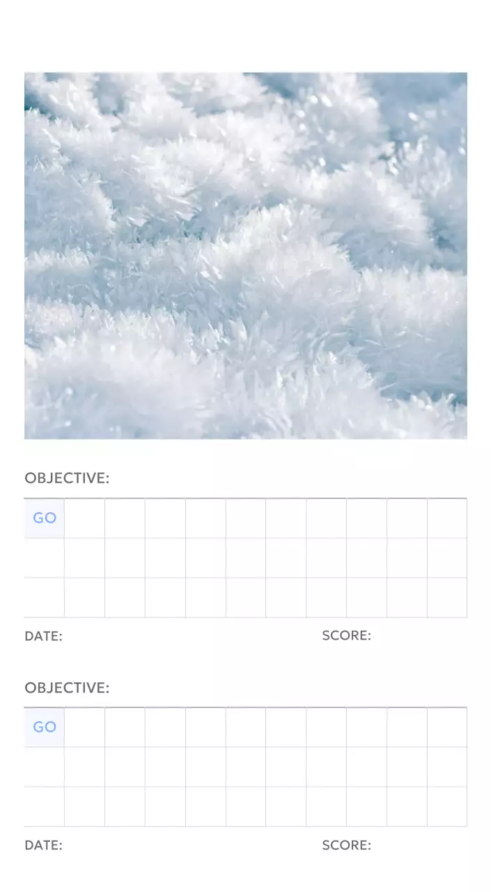 Photo goal tracker calendar with a splash of blue