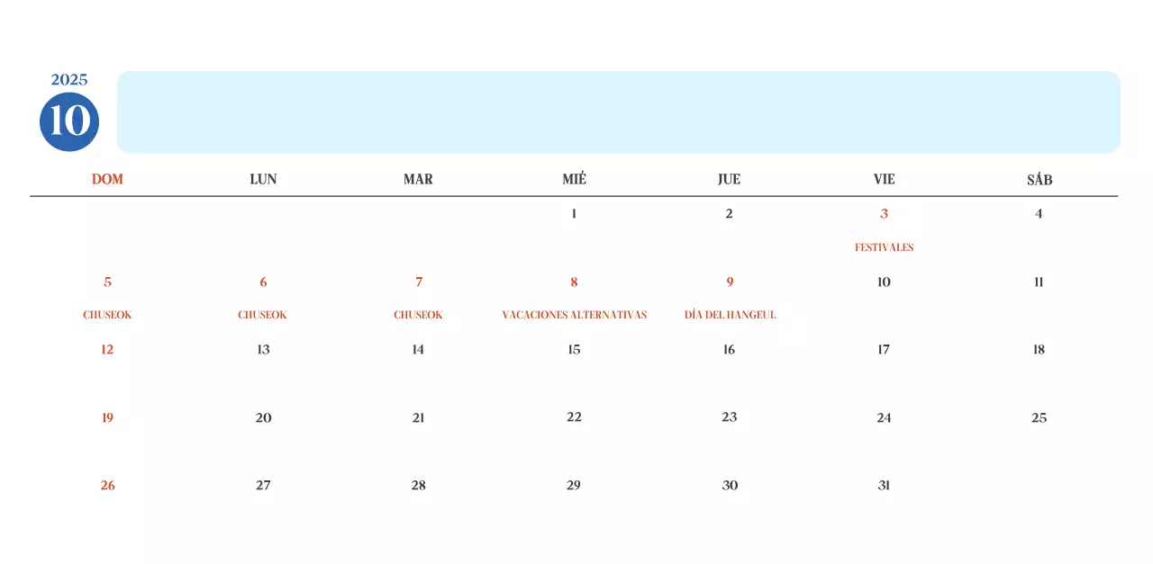 Calendario del Hospital Moderno Azul