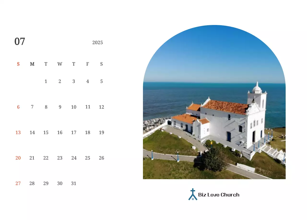 Ein fotografischer Konzeptkalender, der Kirchen in Landschaftsbildern zeigt