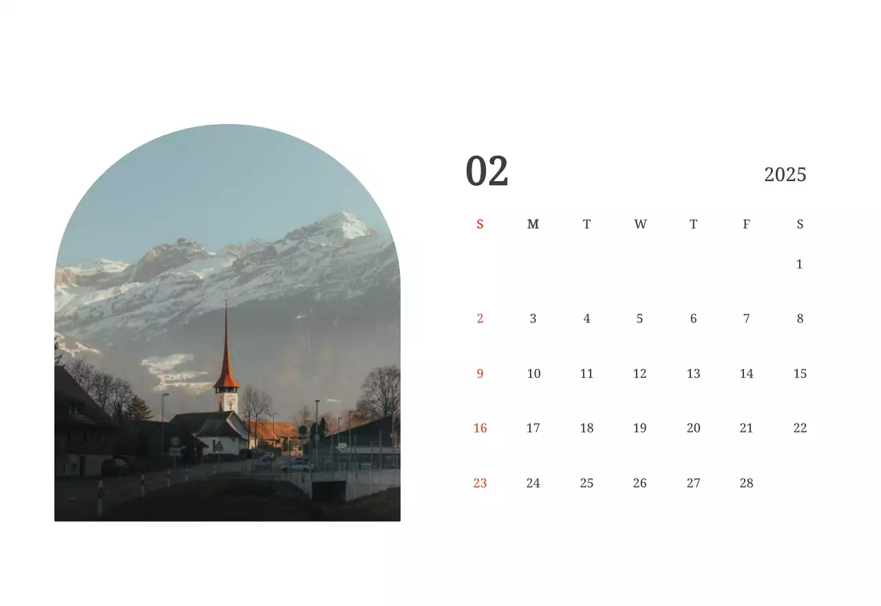 Een fotografische conceptkalender met kerken in landschapsschilderijen