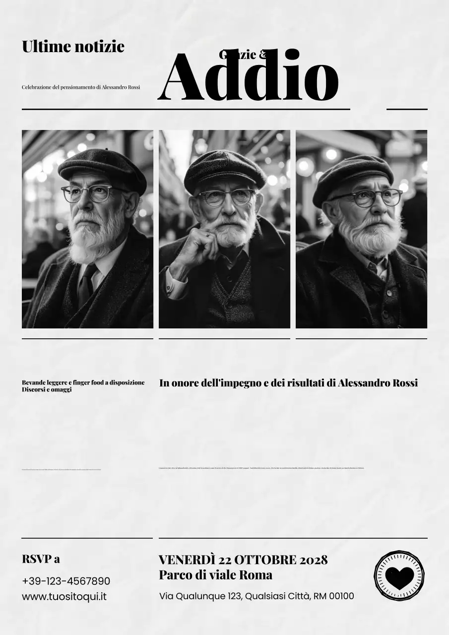 Poster d'addio in stile giornale