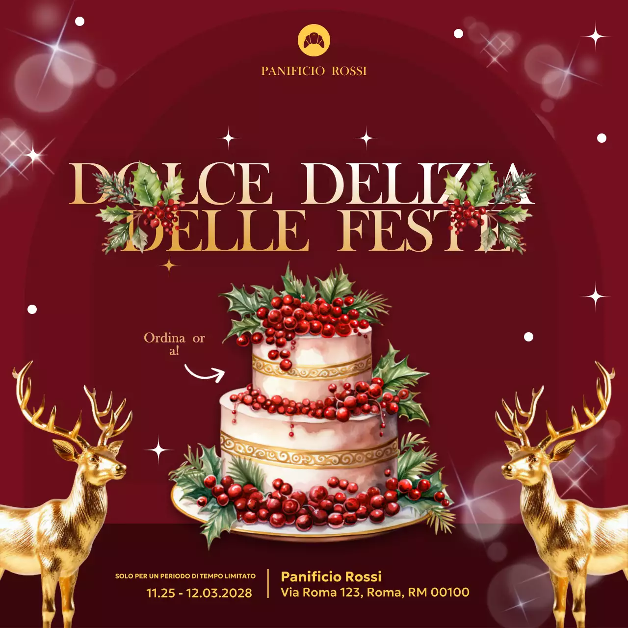 Promozione del panificio Maroon Festive Holiday