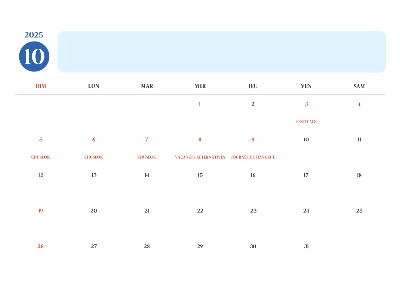 Calendrier hospitalier moderne bleu