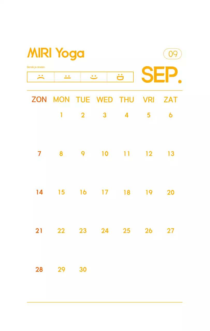 Oranje Minimalistische Yoga Promotiekalender