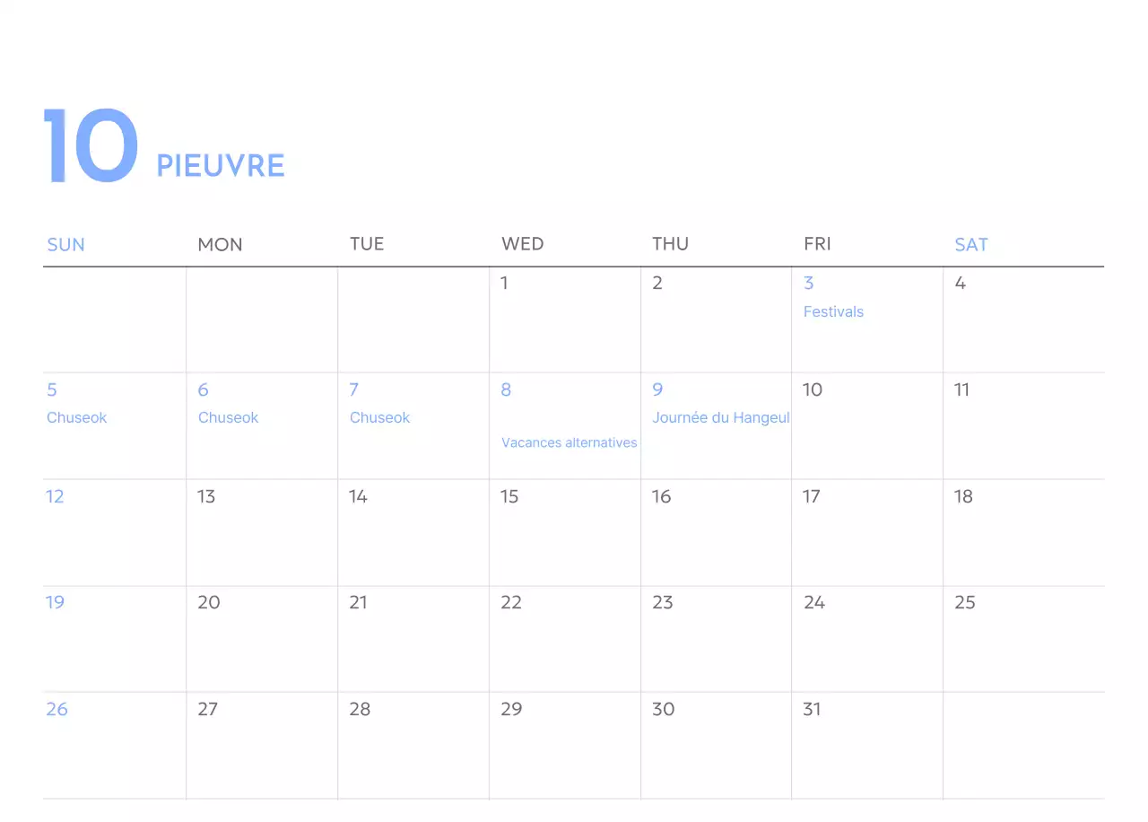 Calendrier photo de suivi des objectifs avec une touche de bleu
