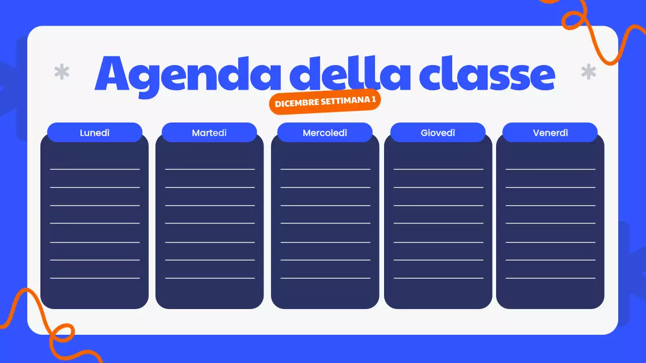 Presentazione dell'agenda di classe moderna blu