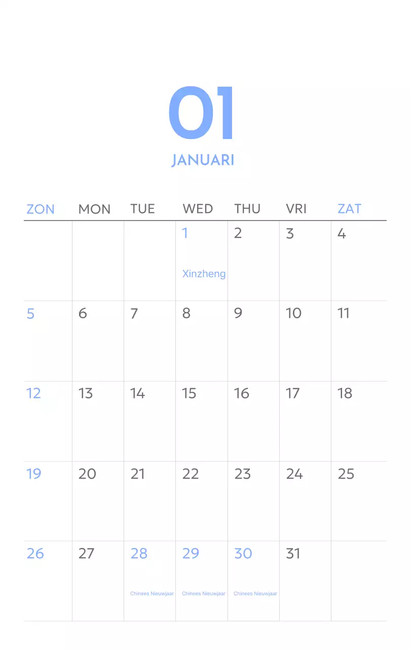 Photo goal tracker kalender met een vleugje blauw