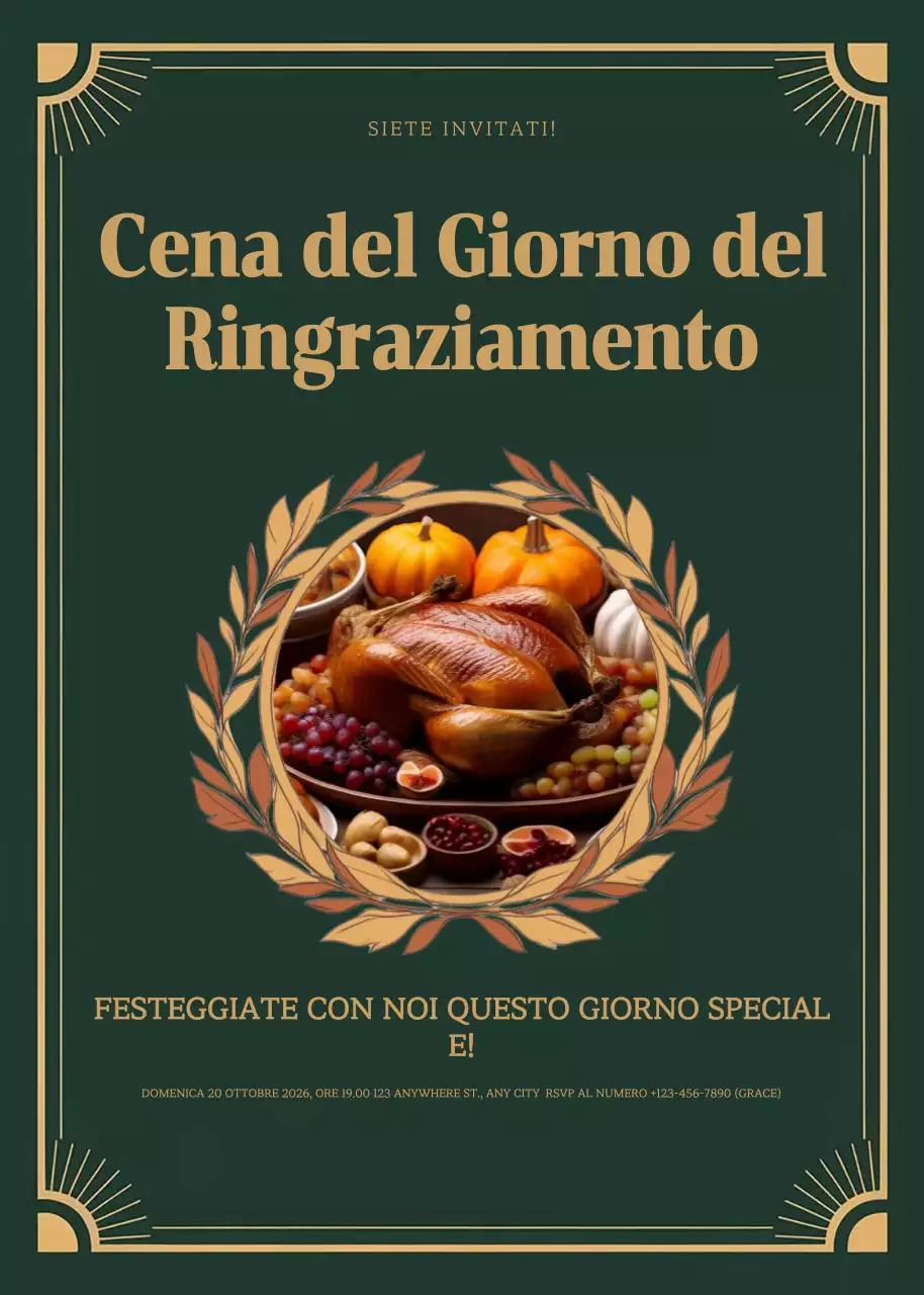 invito tradizionale verde per il Ringraziamento