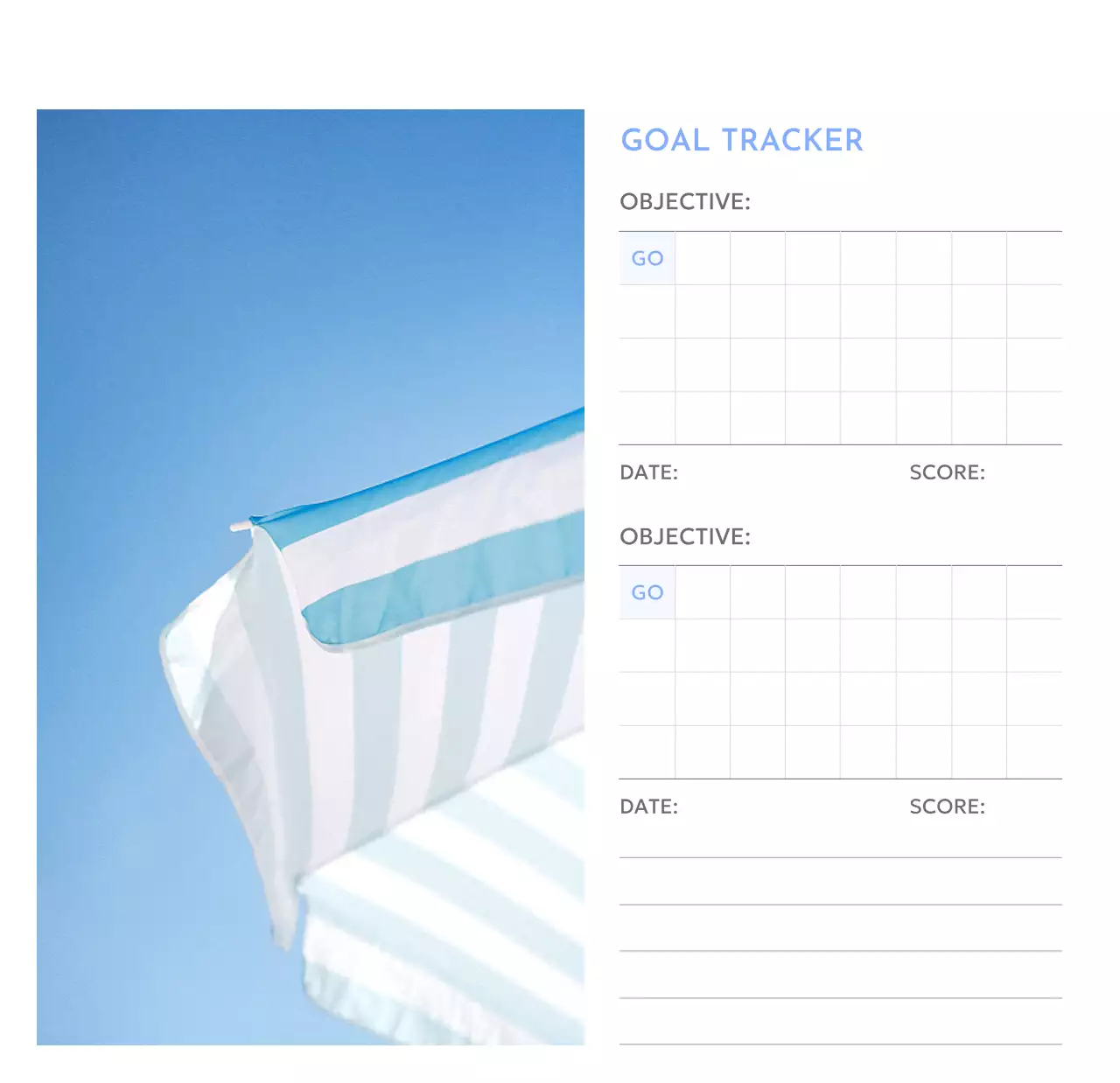 Kalender pelacak sasaran foto dengan percikan warna biru