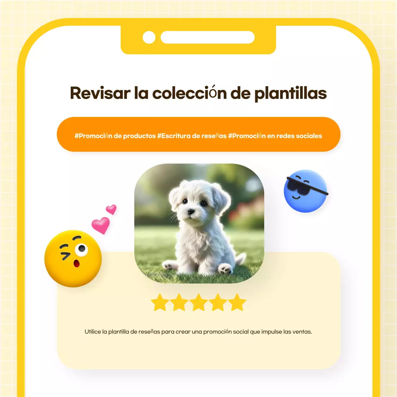 Promover la plantilla de revisión simple amarilla