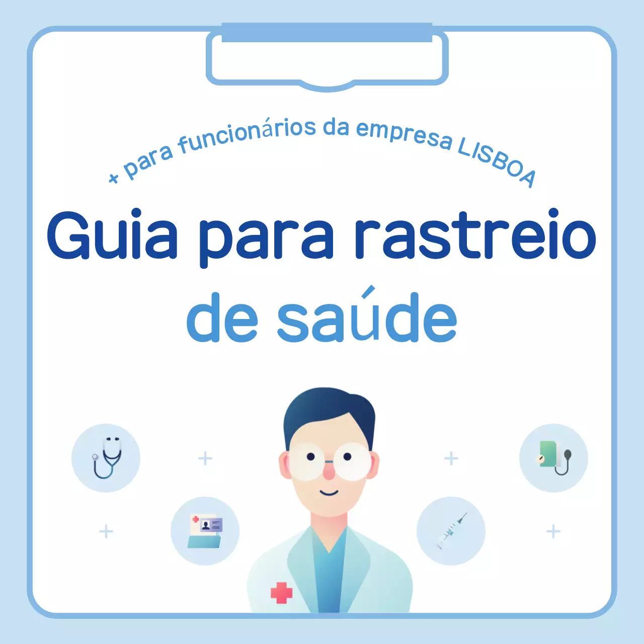 Aviso simples de controlo de saúde em azul claro