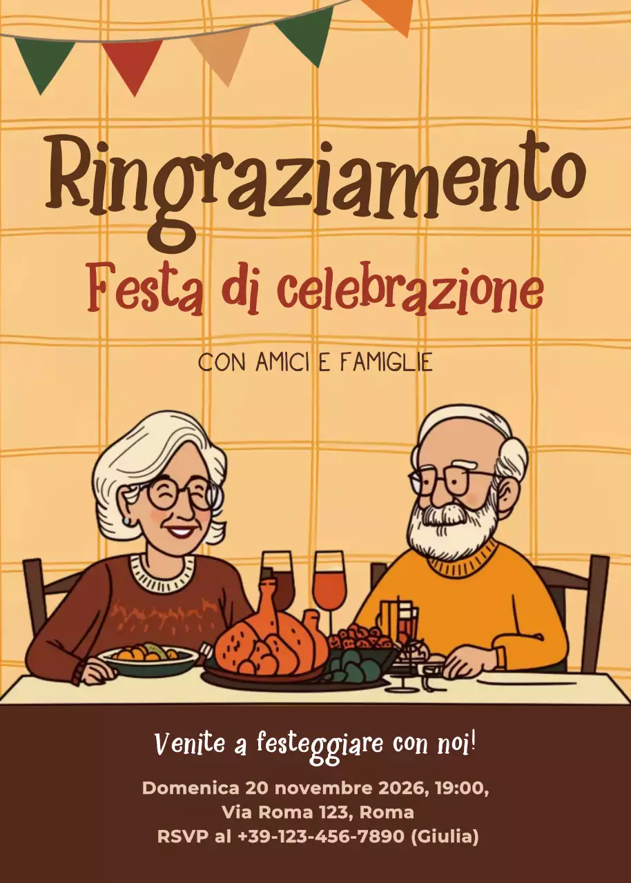 invito al Ringraziamento vintage arancione