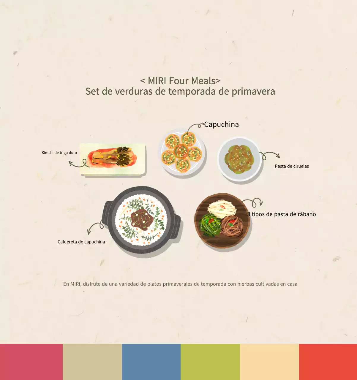 Calendario de comidas tradicionales en beige