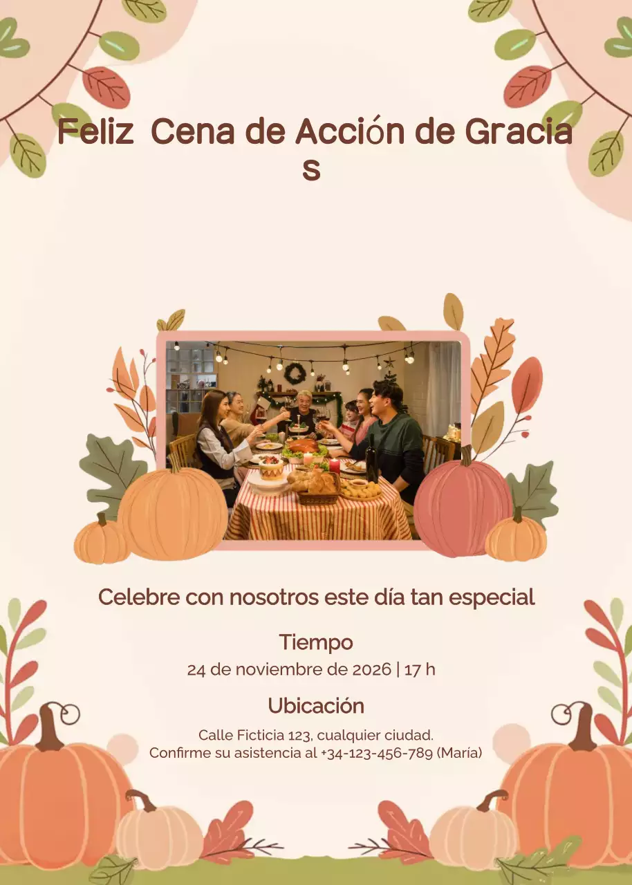 beige invitación tradicional de Acción de Gracias