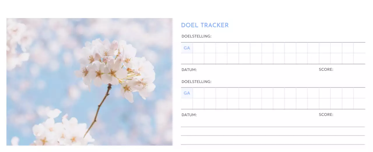 Photo goal tracker kalender met een vleugje blauw