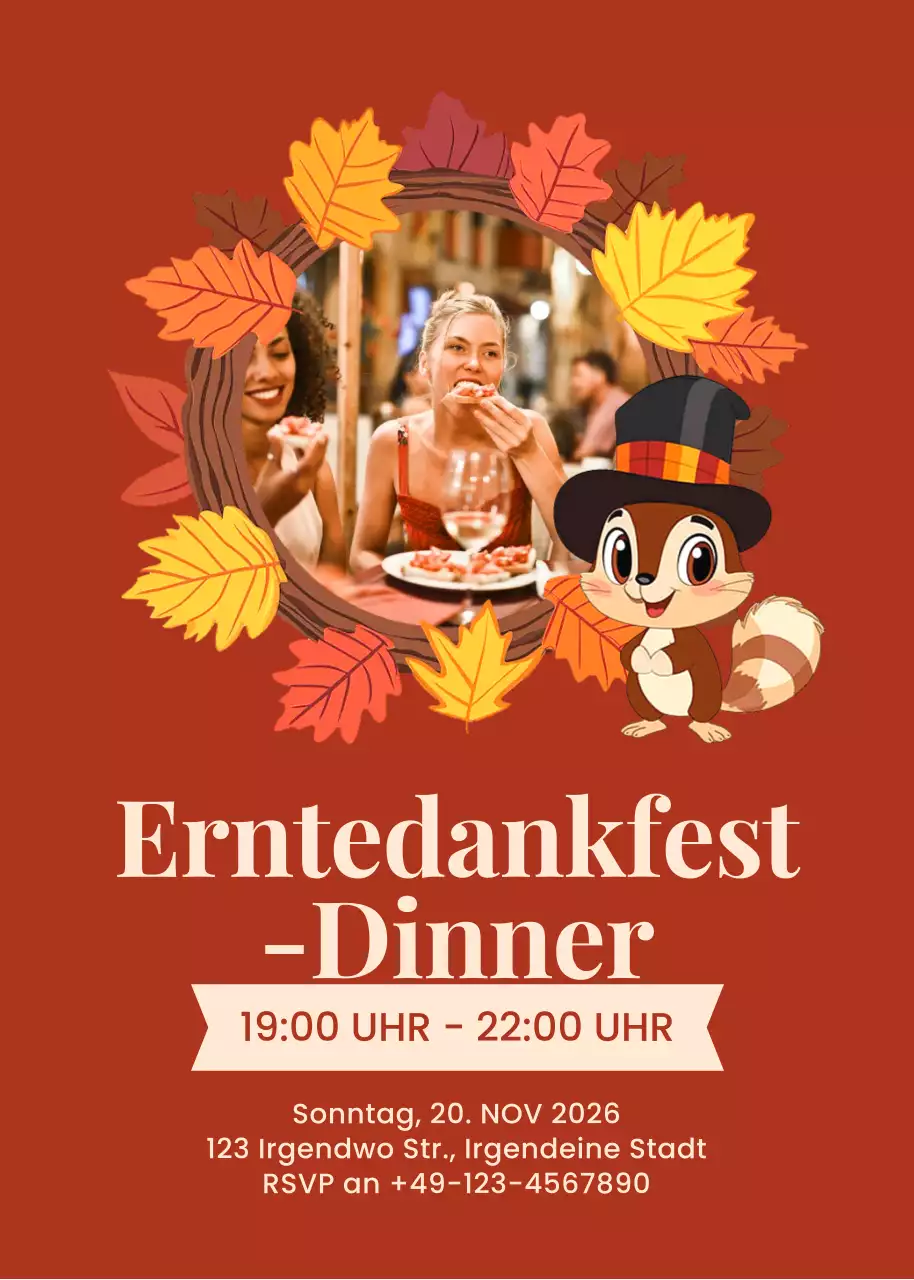 rote traditionelle Einladung zum Erntedankfest