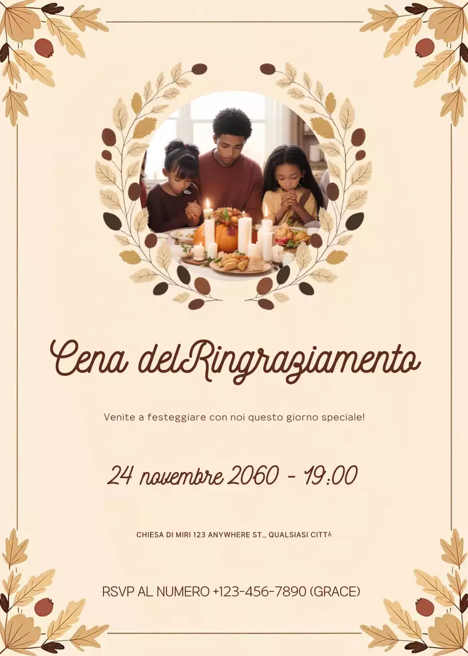 invito tradizionale al ringraziamento beige