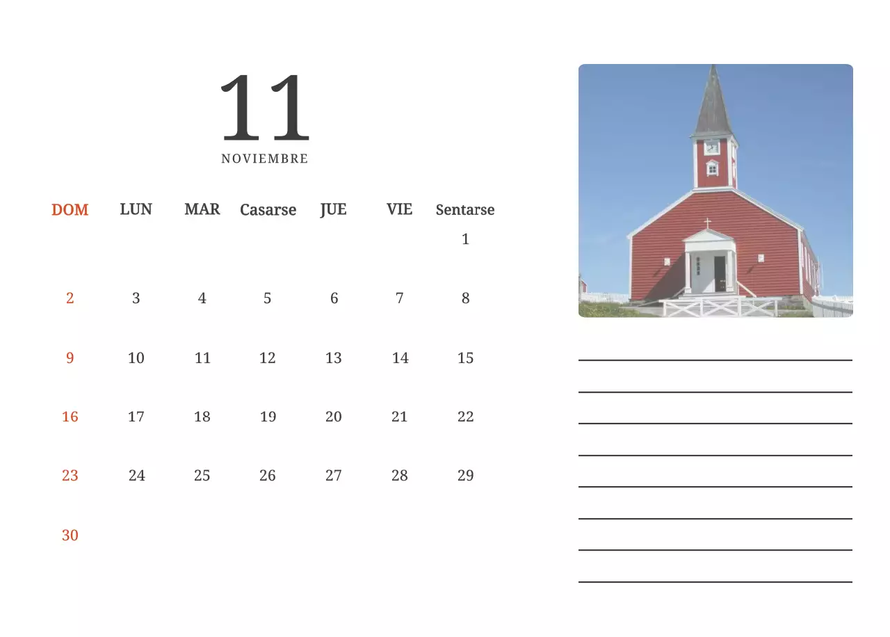 Un calendario conceptual fotográfico con iglesias pintadas en paisajes