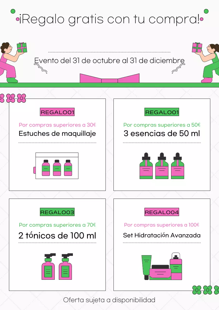 Promover un sorteo kitsch verde y rosa