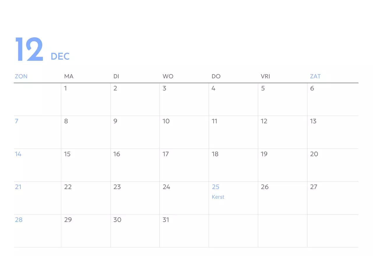 Photo goal tracker kalender met een vleugje blauw