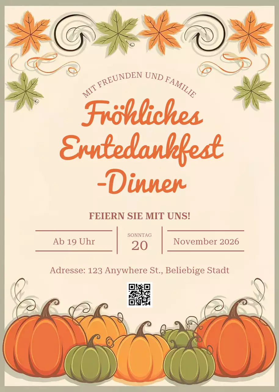 Orange Traditionelle Einladung zu Thanksgiving
