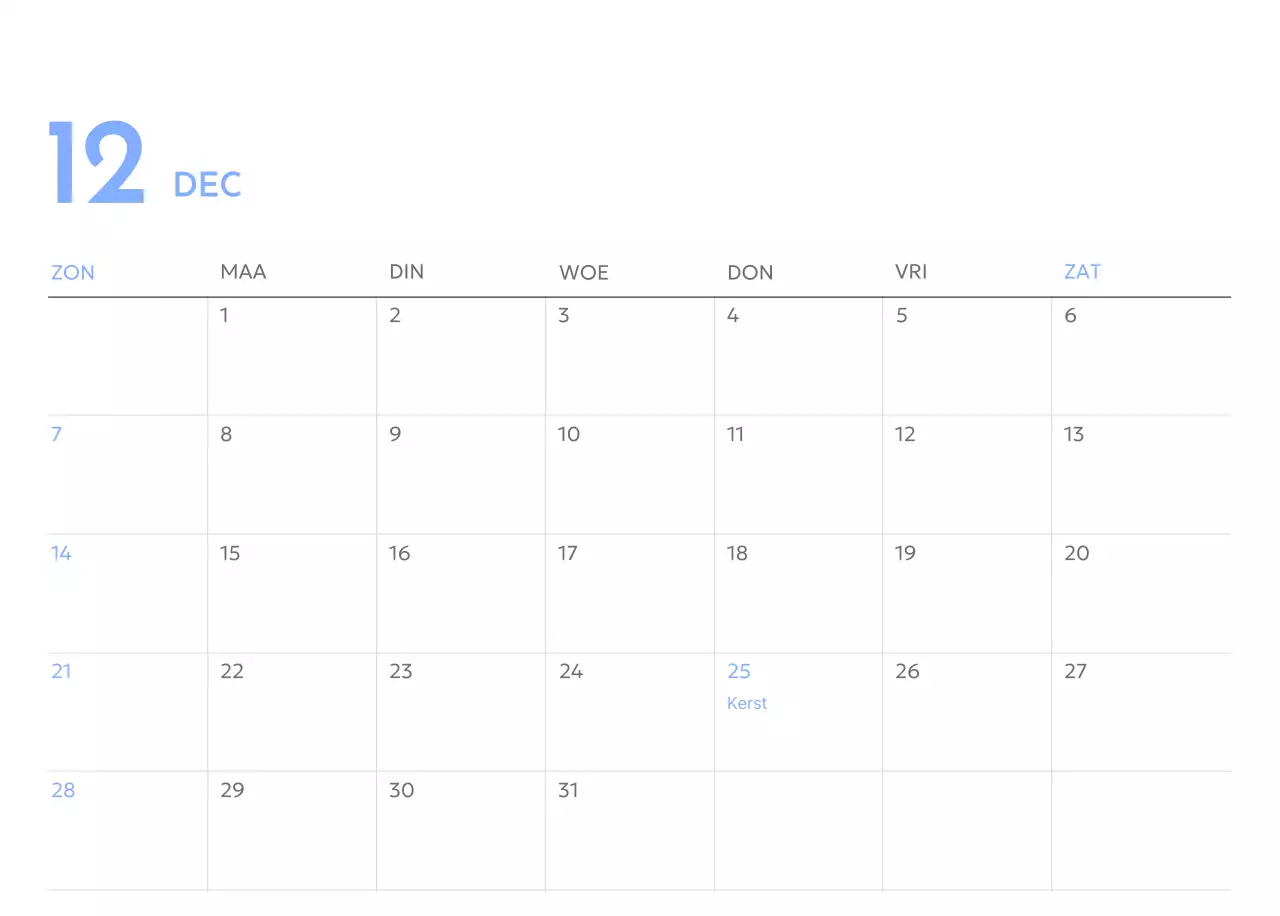 Photo goal tracker kalender met een vleugje blauw