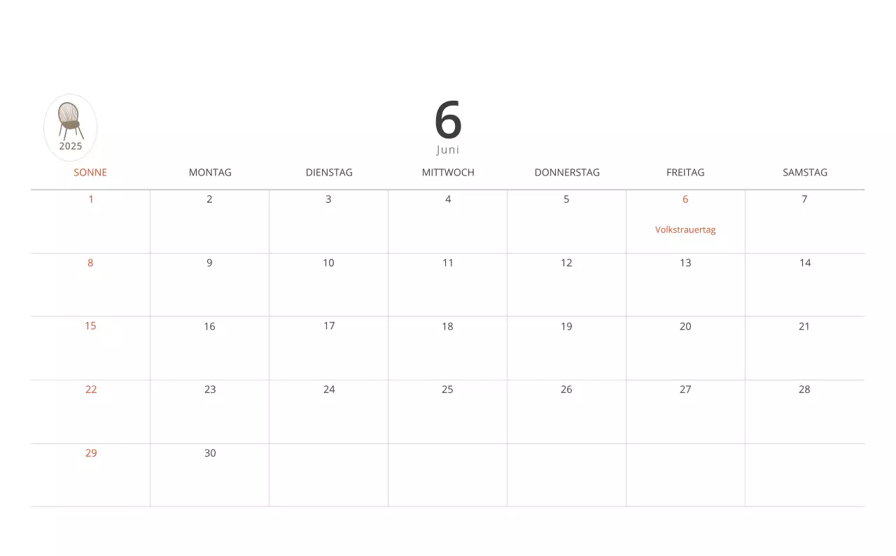 Beigefarbener minimalistischer Innenkalender