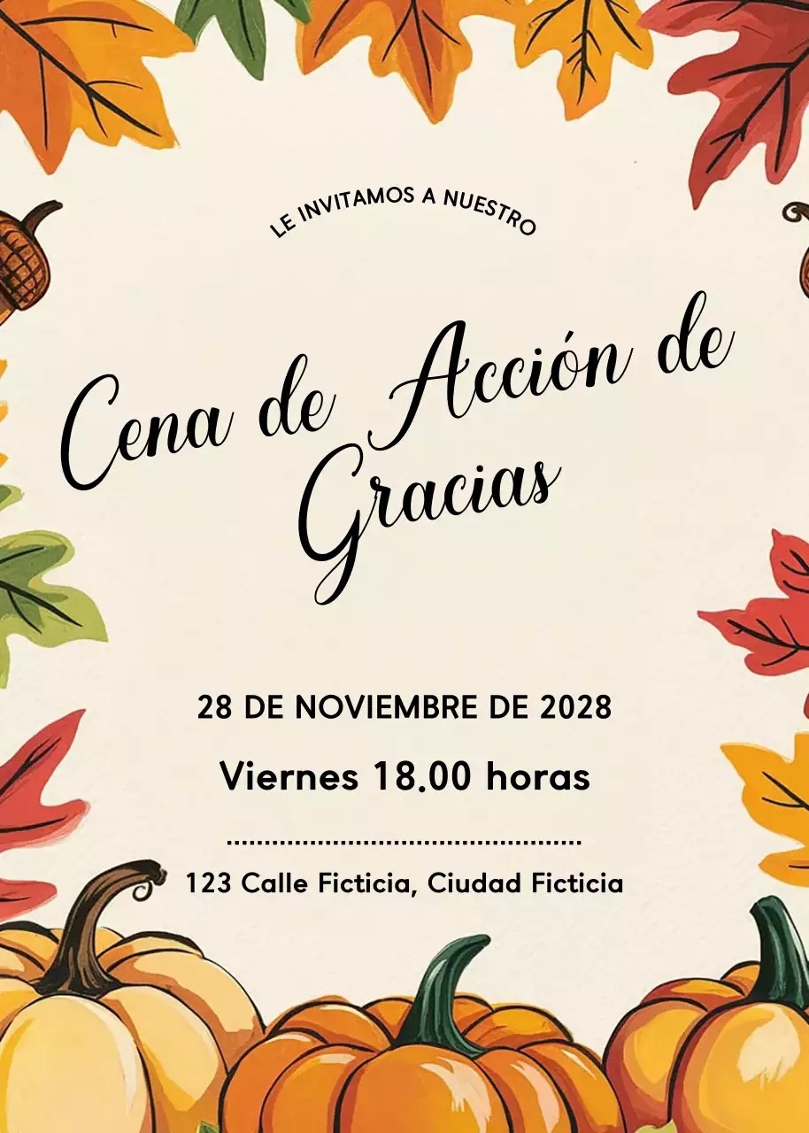 invitación tradicional naranja de Acción de Gracias