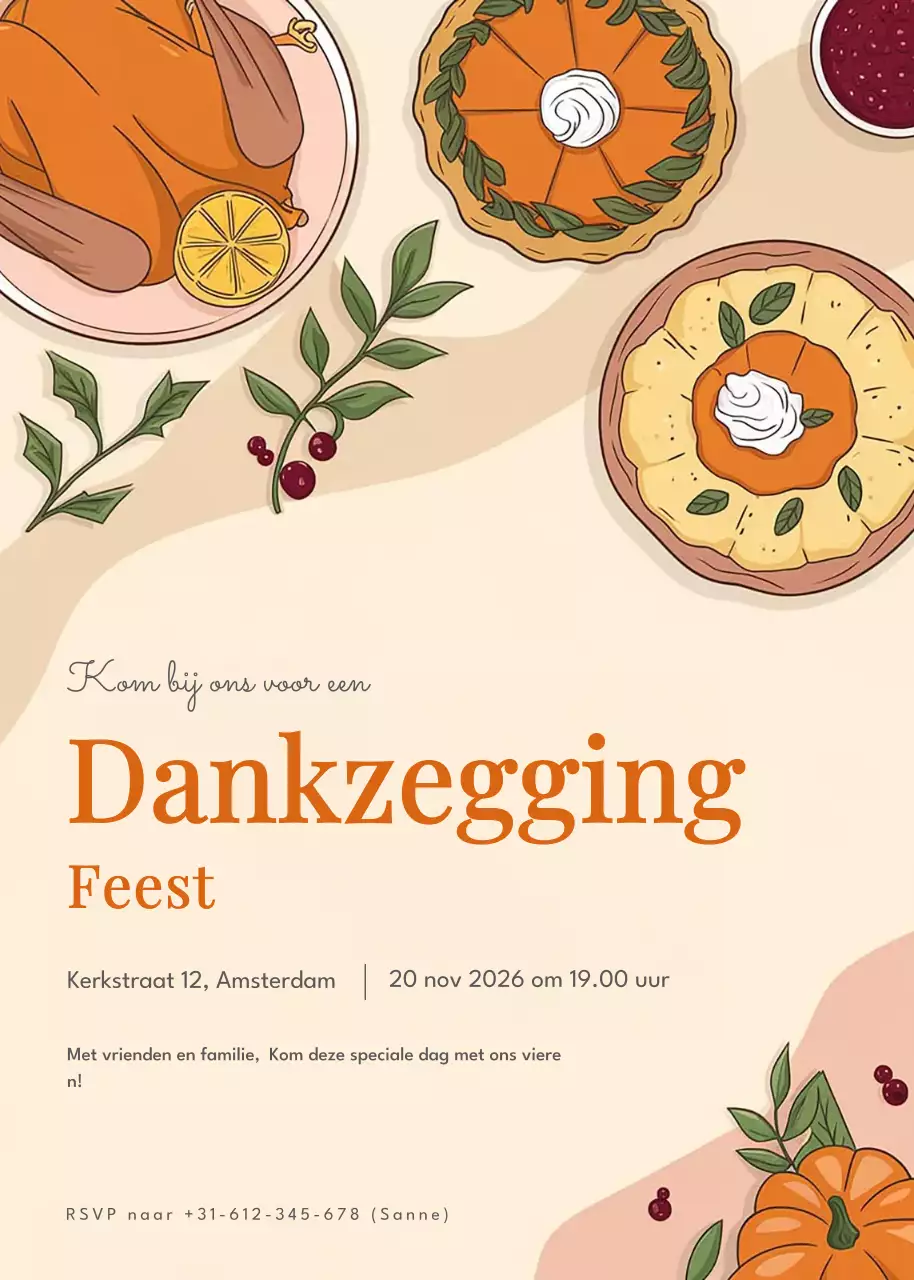 oranje klassieke uitnodiging voor Thanksgiving