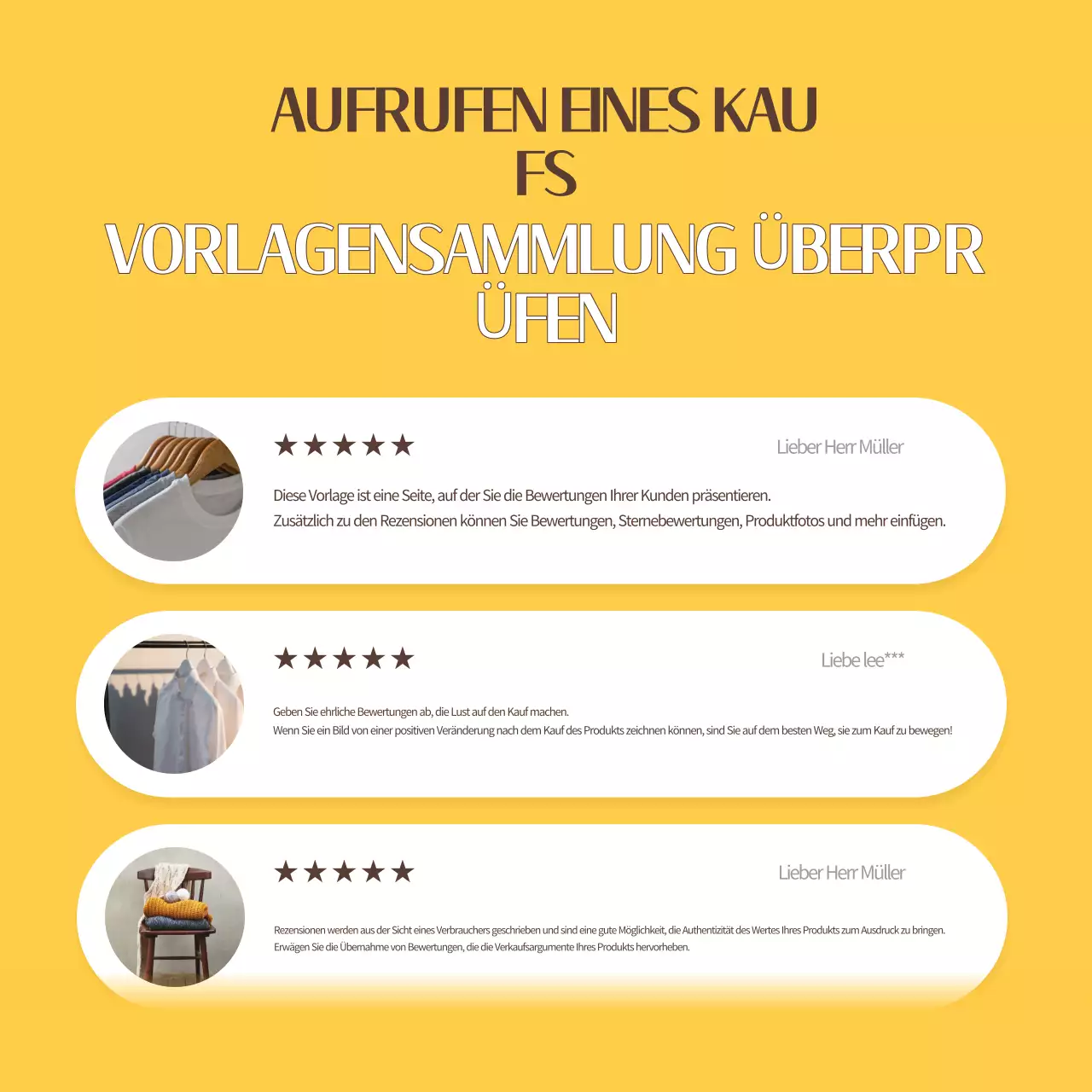 Eine Sammlung von einfachen Bewertungsvorlagen in Gelb