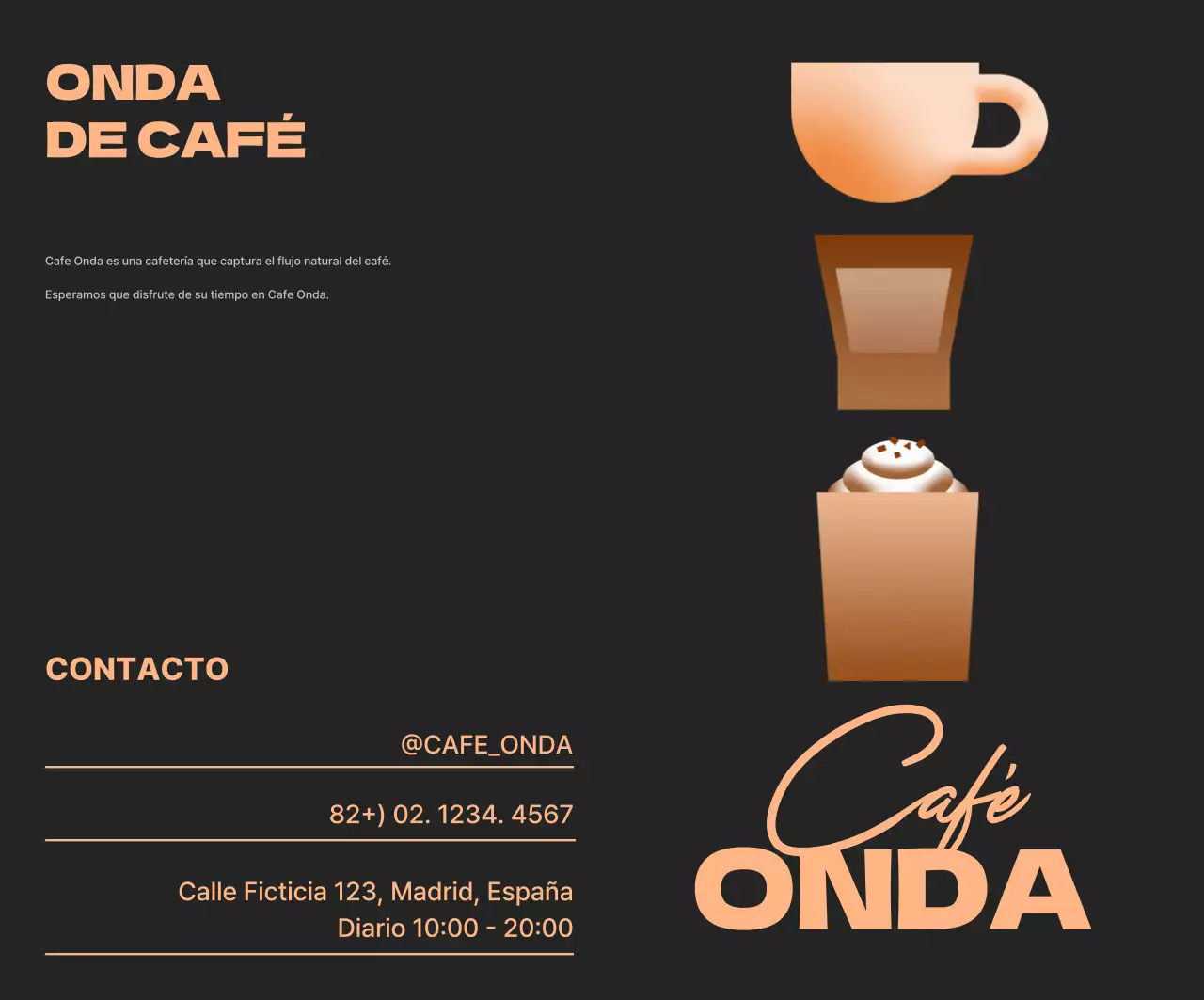 Anuncio de cafetería moderna negra