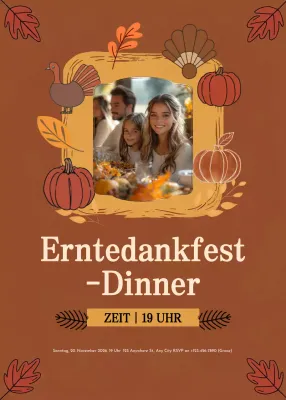 Braun Traditionelle Thanksgiving-Einladung