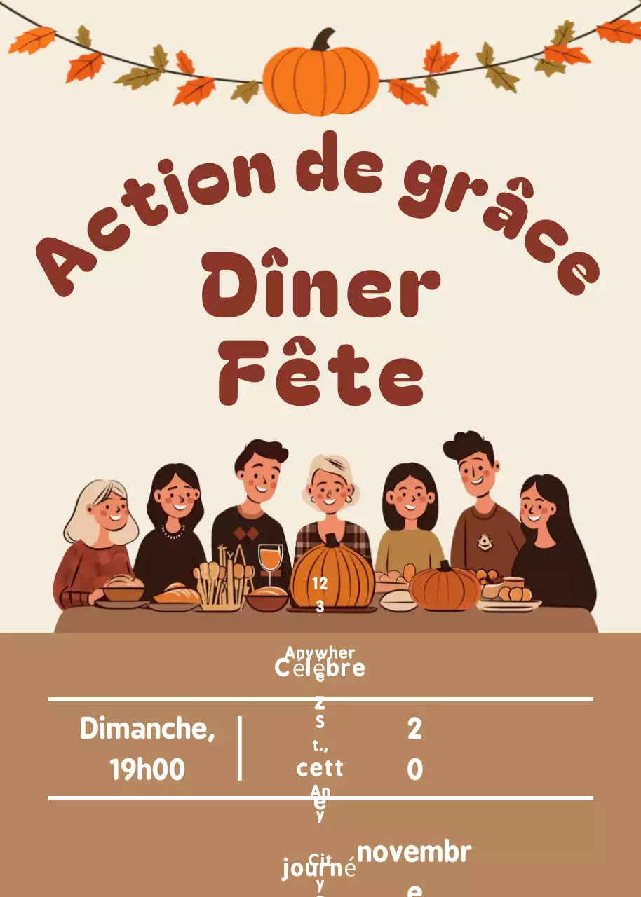 invitation rétro orange pour Thanksgiving